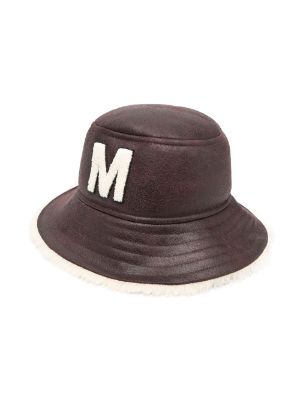 logo-patch faux-leather hat