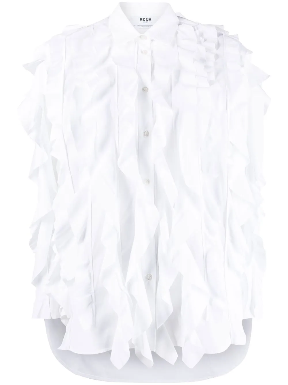 

MSGM camisa manga larga con volantes - Blanco