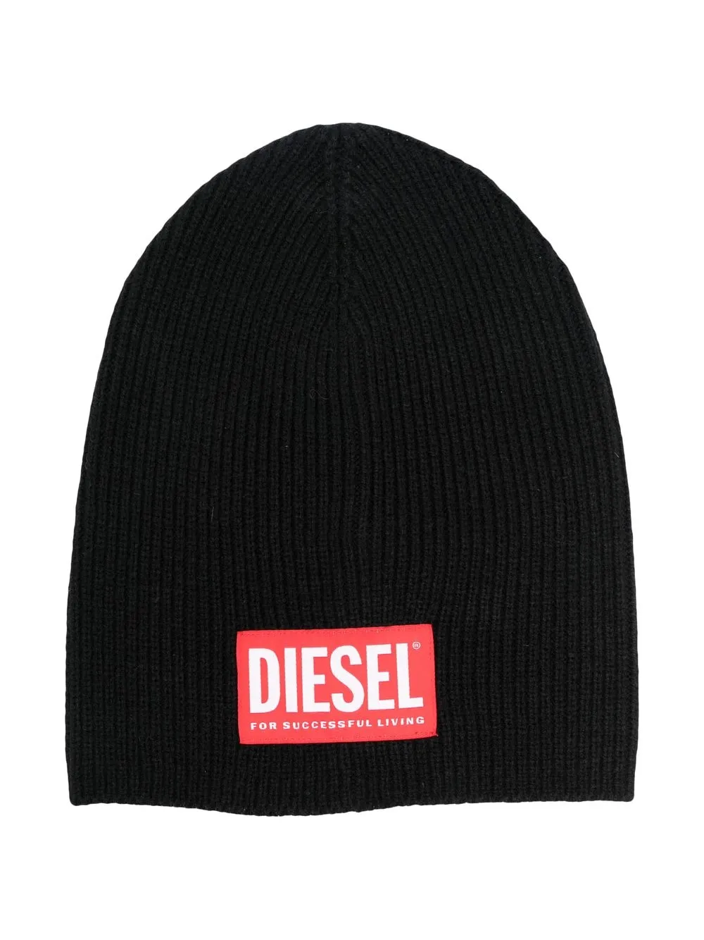 

Diesel Kids knitted logo-patch hat - Black