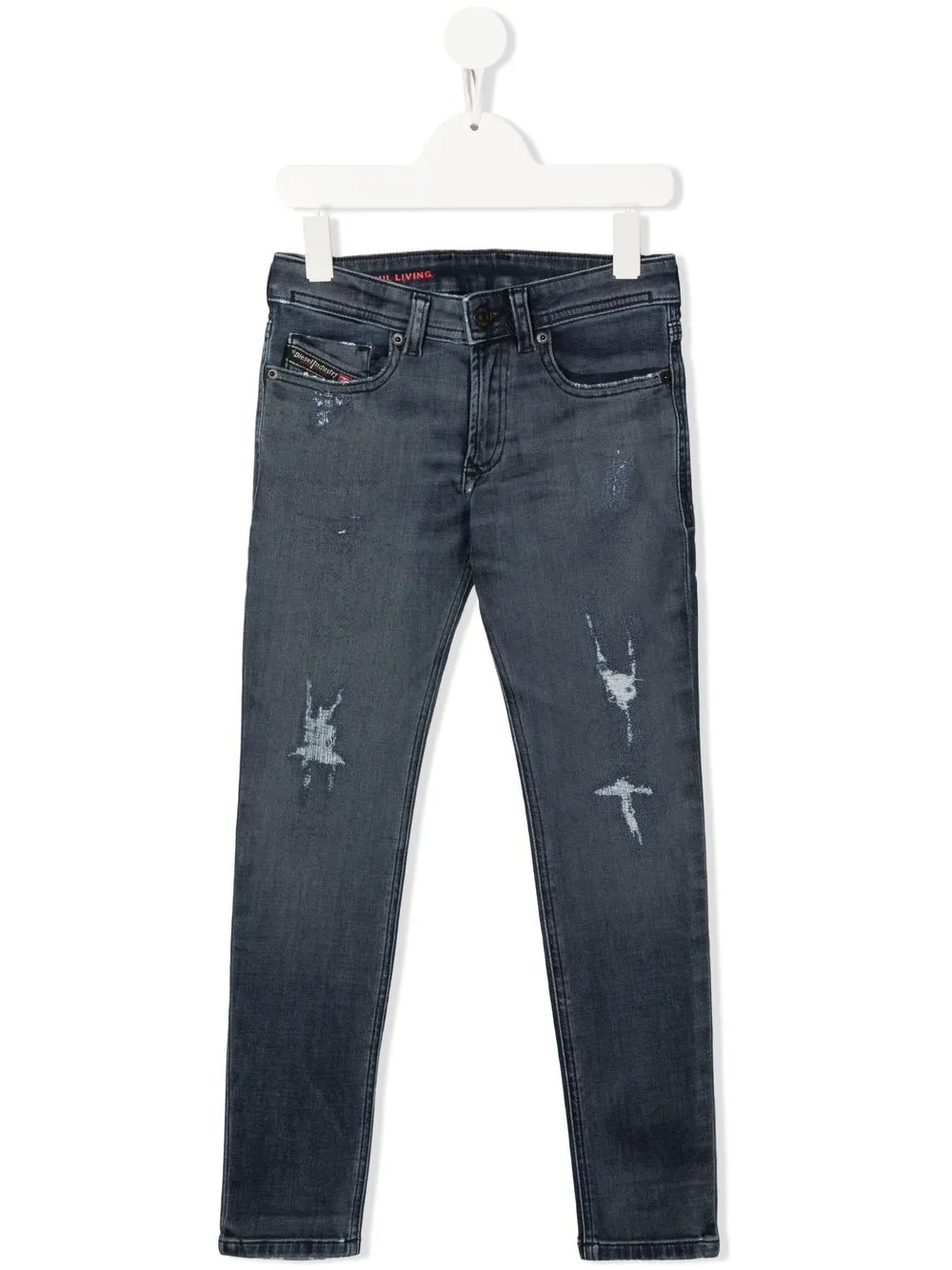 

Diesel Kids skinny jeans con efecto envejecido - Azul