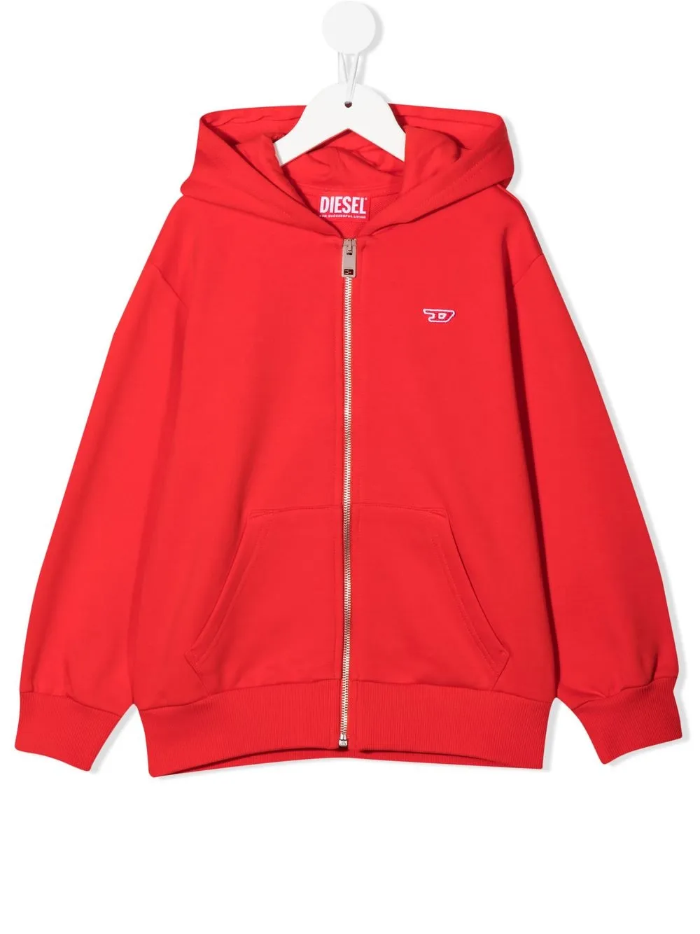 

Diesel Kids hoodie con cierre y parche del logo - Rojo