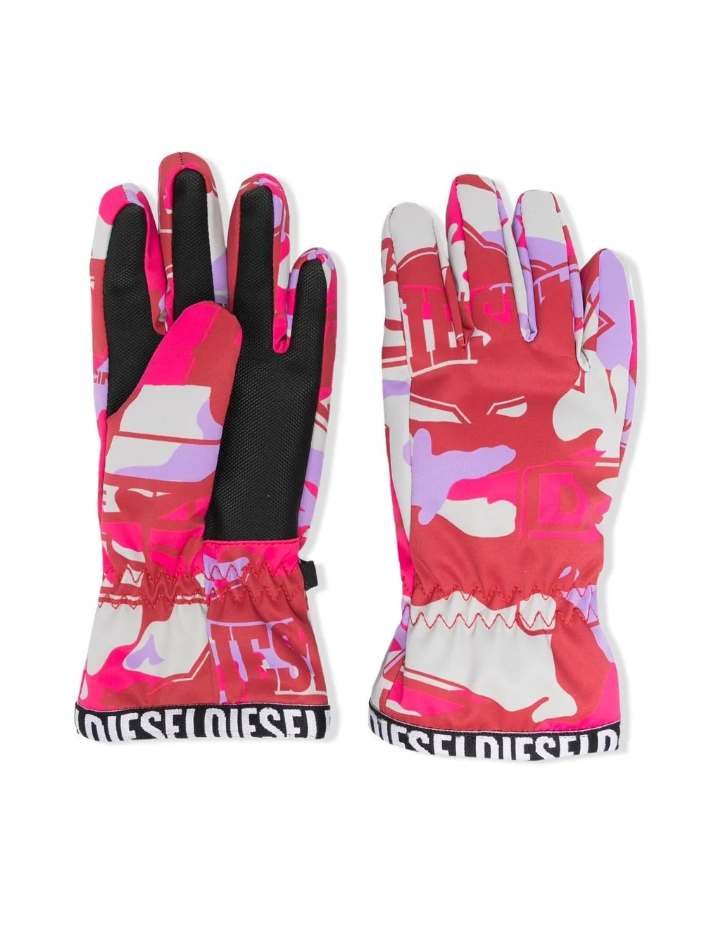 

Diesel Kids guantes con logo y diseño color block - Rojo