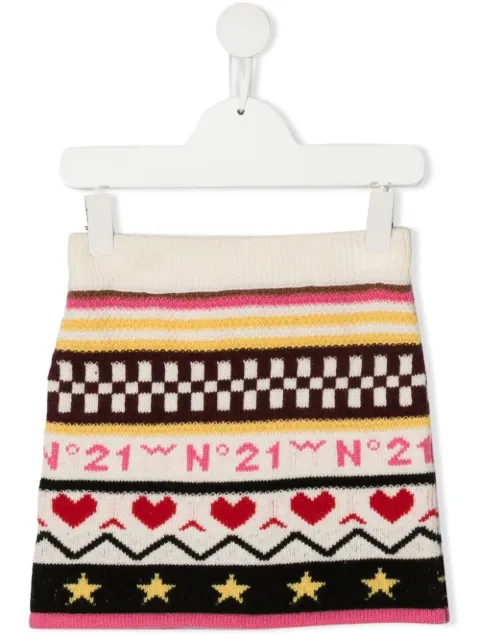 Nº21 Kids intarsia-knit skirt