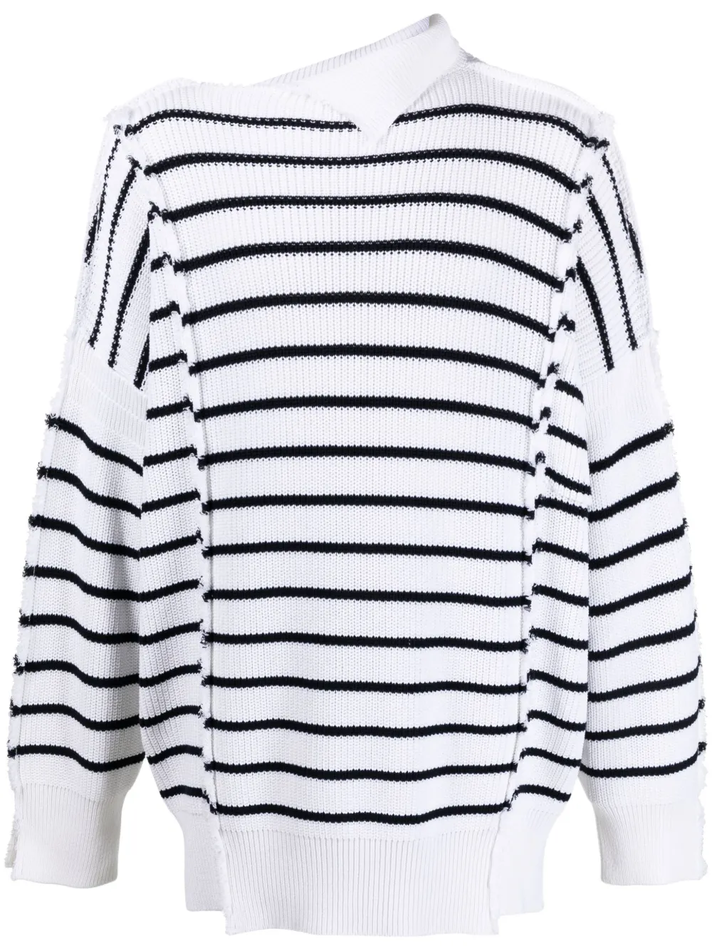 

Marni asymmetric striped jumper - White