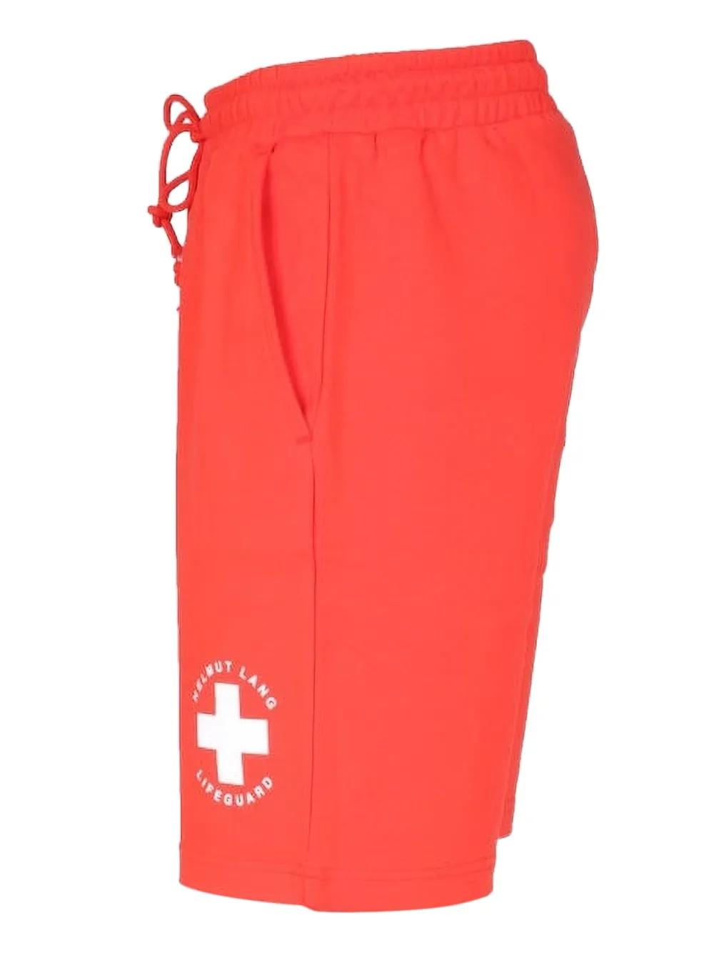 Helmut Lang Drawstring Graphic Shorts In Red