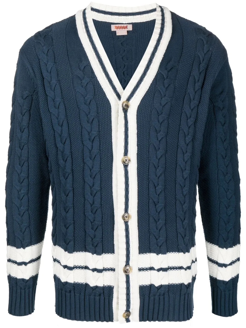 

Baracuta cable-knit stripe trim cardigan - Blue