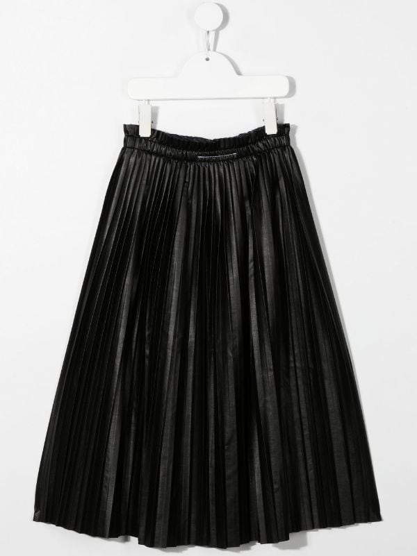 MM6 Maison Margiela Kids Faux Leather Pleated Skirt 6 Yrs Black