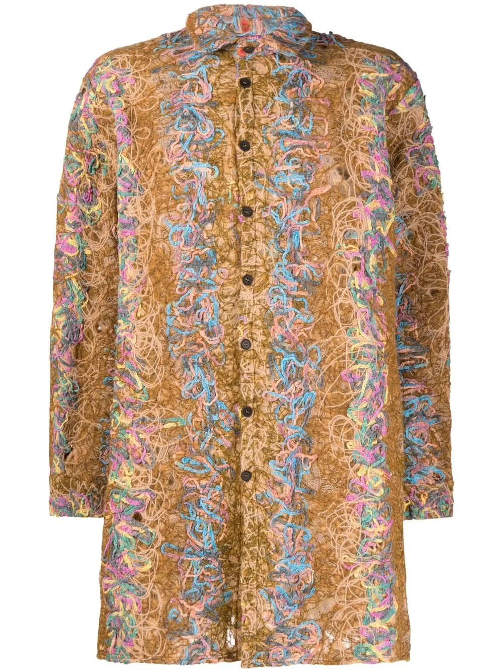 

VITELLI sobrecamisa con tejido bordado - Marrón