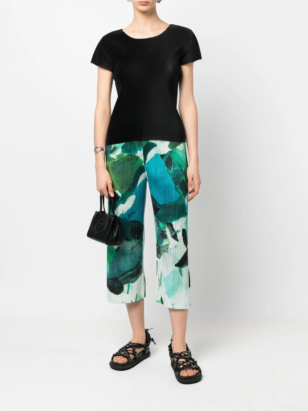 pleats please issey miyake plissé cropped trousers