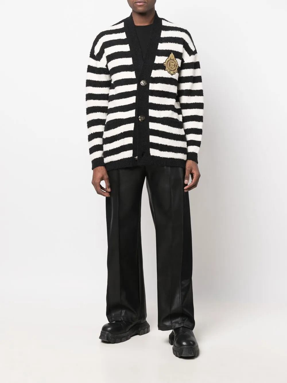 Balmain cardigan rayé à patch logo | Cardigans | Image 2