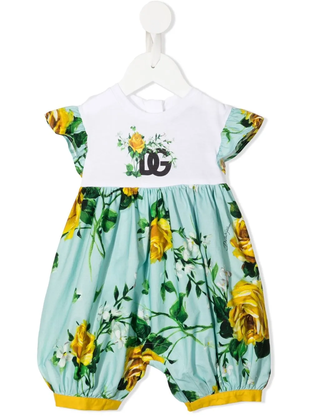 

Dolce & Gabbana Kids floral-print cotton rompers - Green