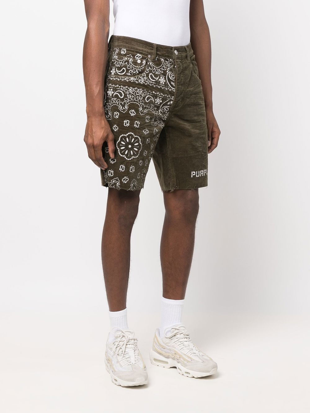 PURPLE BRAND OLIVIA BANDANA-PRINT CORDUROY SHORTS 