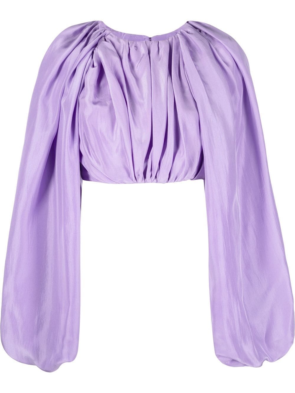 Concepto Cropped Long-sleeve Pleated Blouse In Purple