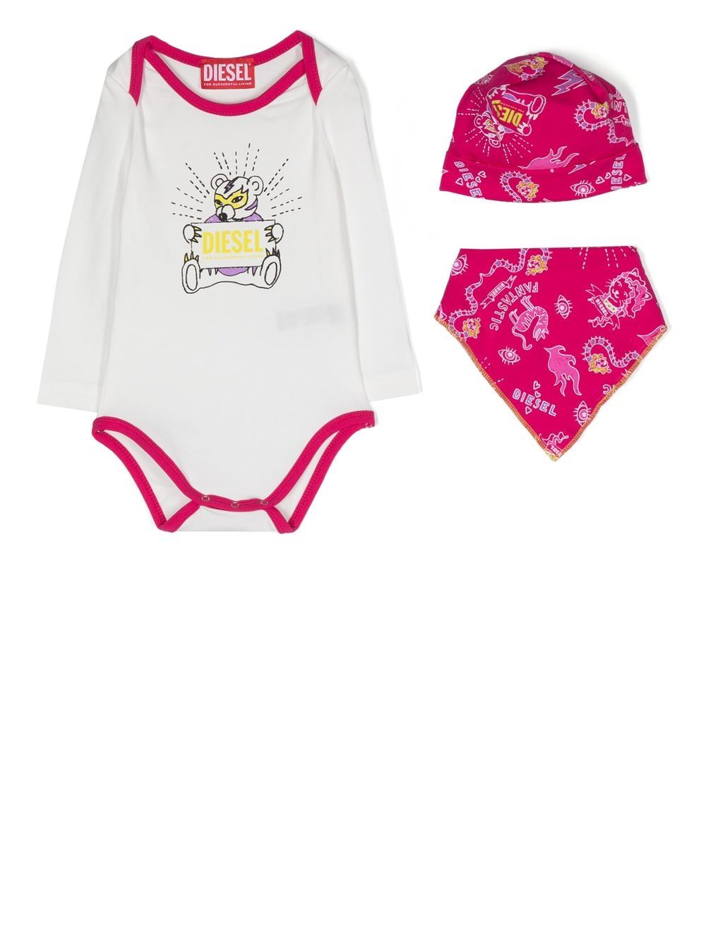 

Diesel Kids logo-print three-piece set - White