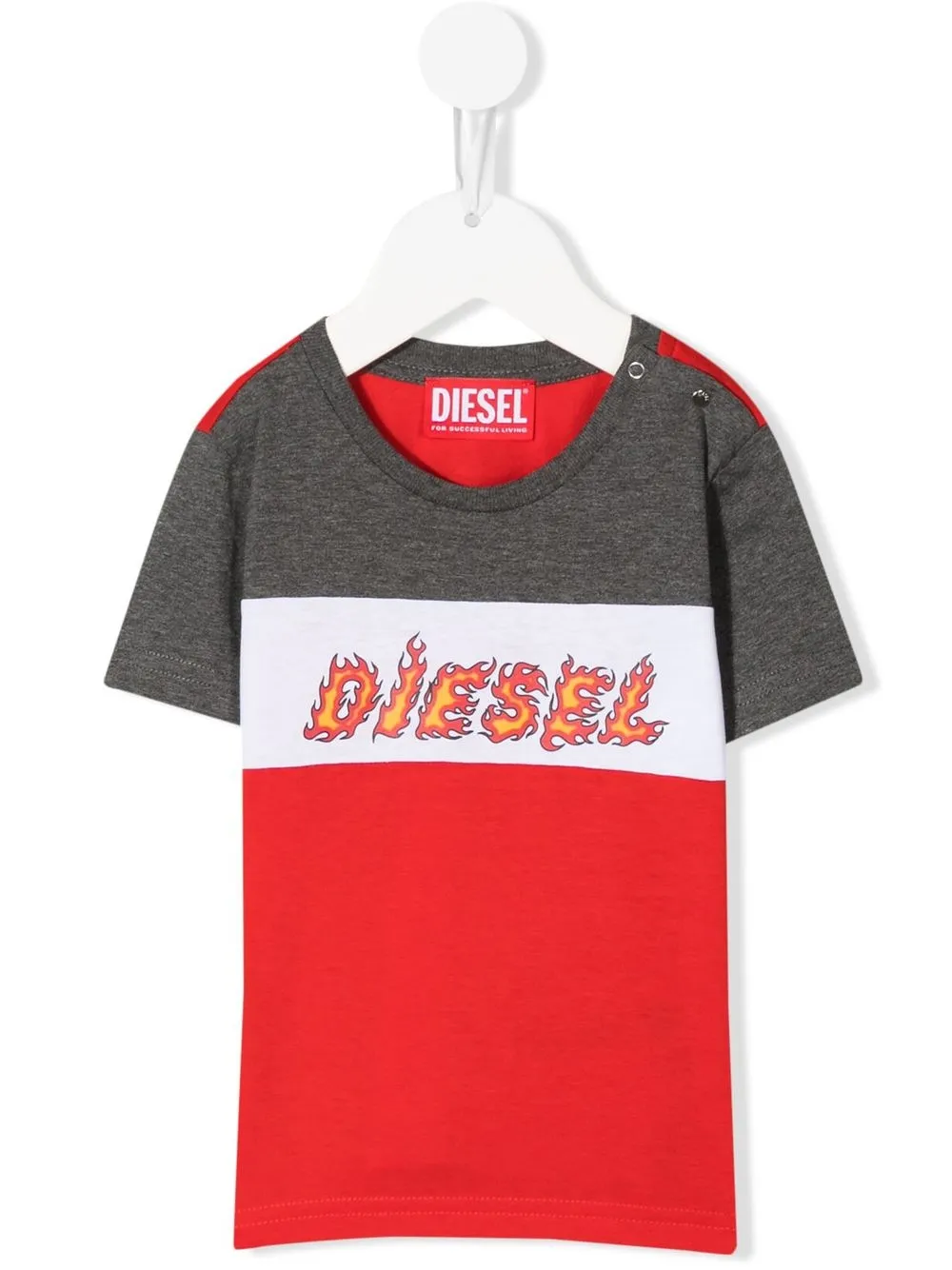 

Diesel Kids colour-block logo T-shirt - Red