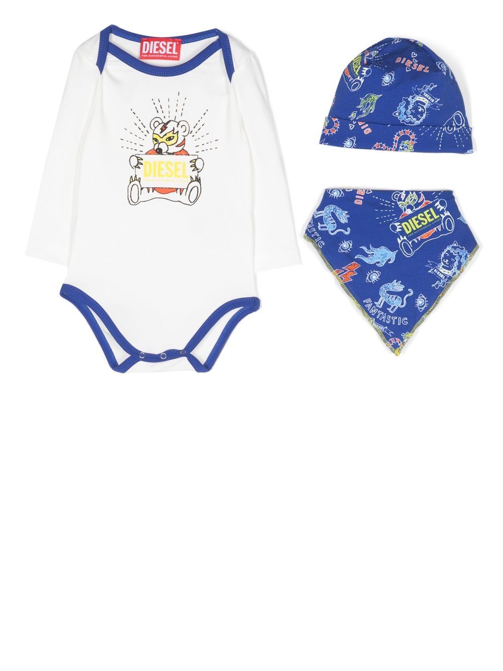 

Diesel Kids graphic-print logo bodysuit set (set of 3) - White