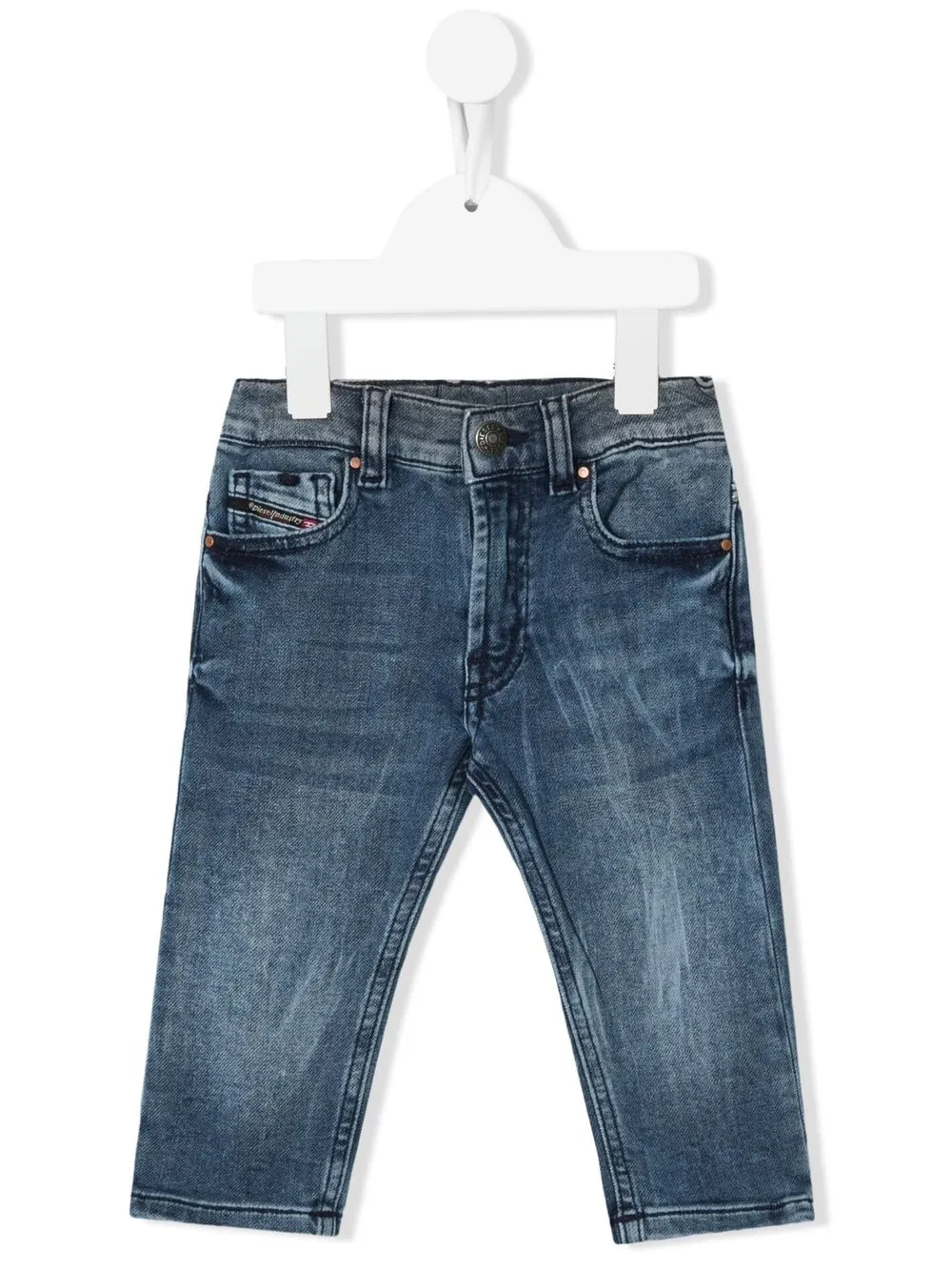 

Diesel Kids jeans rectos con parche del logo - Azul