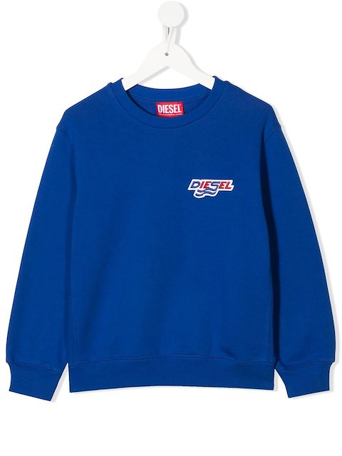 Diesel Kids logo embroidered cotton sweatshirt