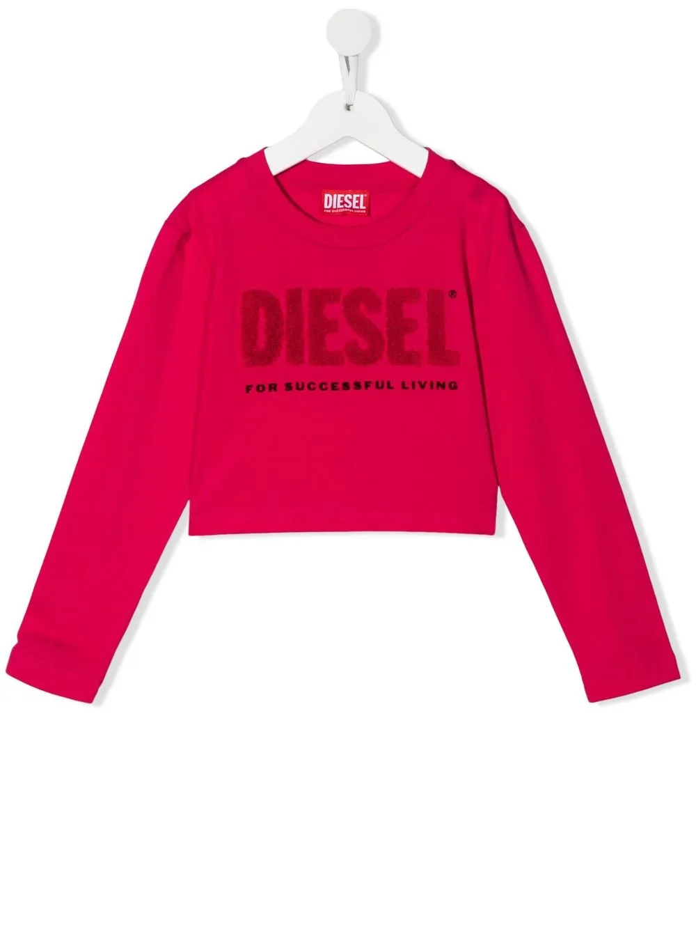 

Diesel Kids sudadera corta con aplique del logo - Rosado