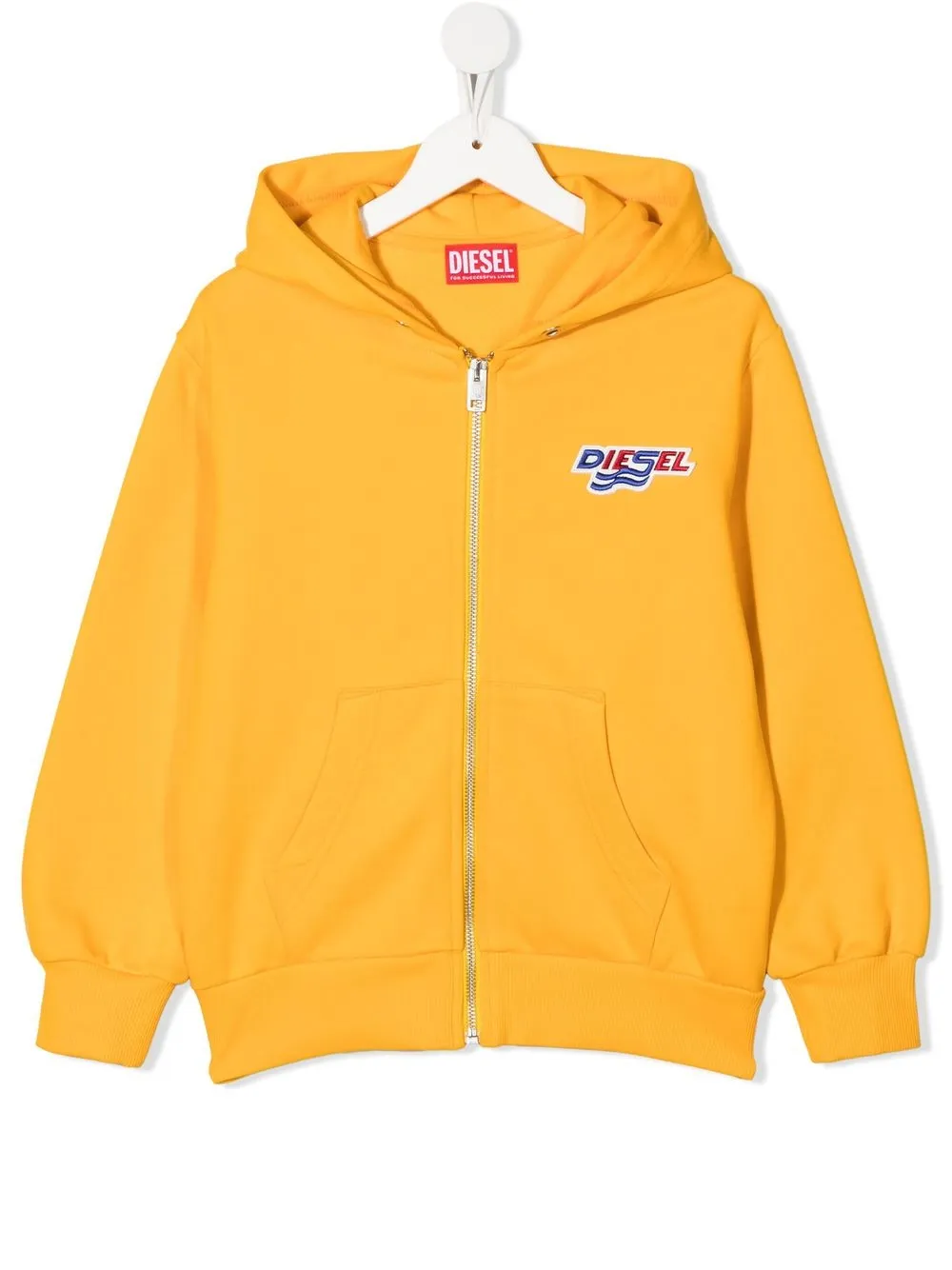 

Diesel Kids hoodie con cierre y parche del logo - Amarillo