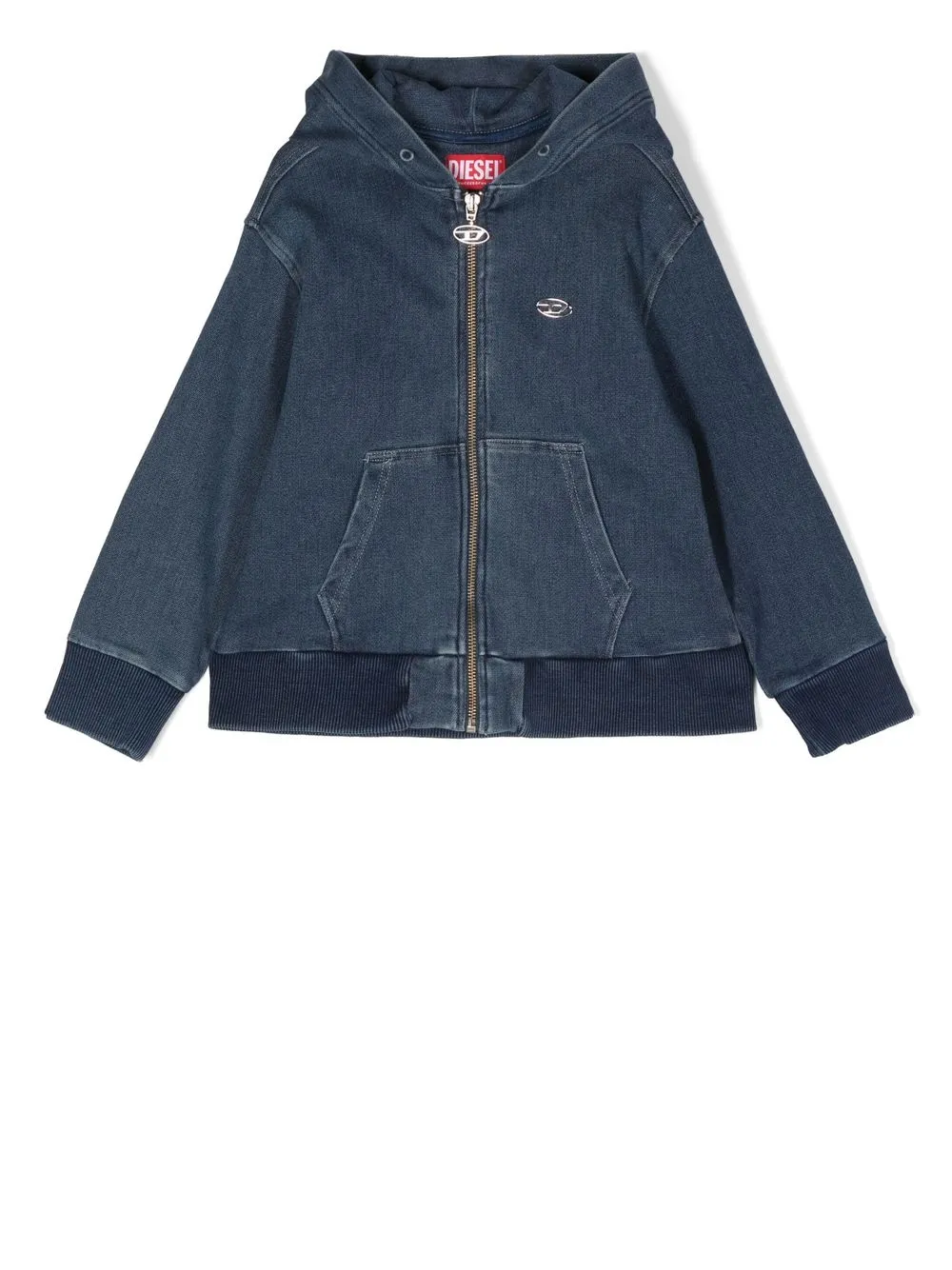 

Diesel Kids hoodie de mezclilla con placa del logo - Azul