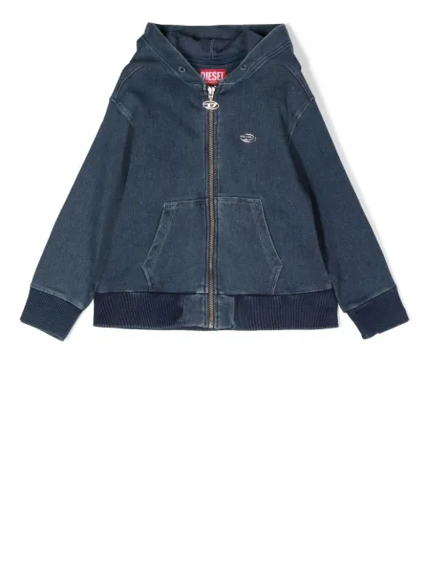 Diesel Kids logo-plaque denim hoodie