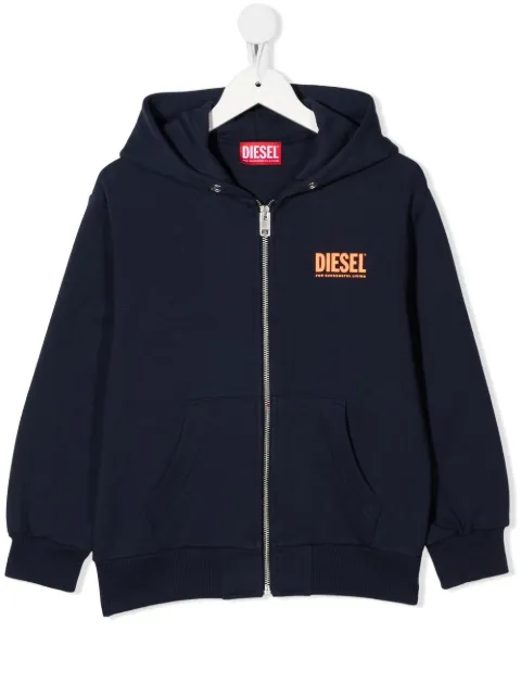Diesel Kids هودي بسحاب أمامي وشعار الماركة