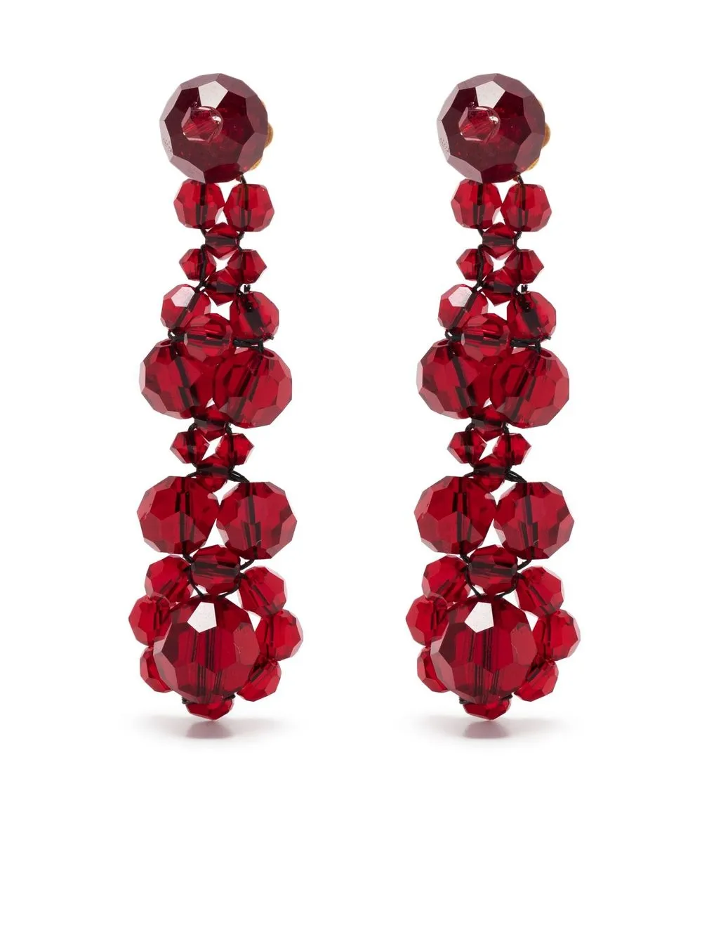 

Simone Rocha aretes con mostacillas - Rojo