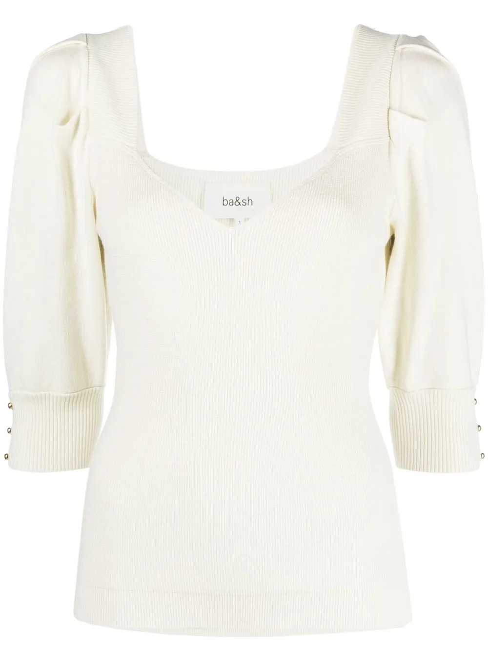 

Ba&Sh puff sleeve V-neck top - Neutrals