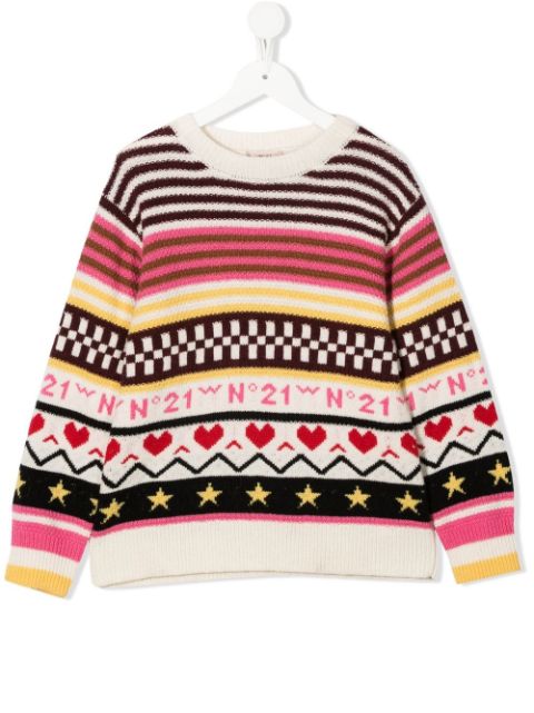 Nº21 Kids Over Maglia fair isle-knit jumper