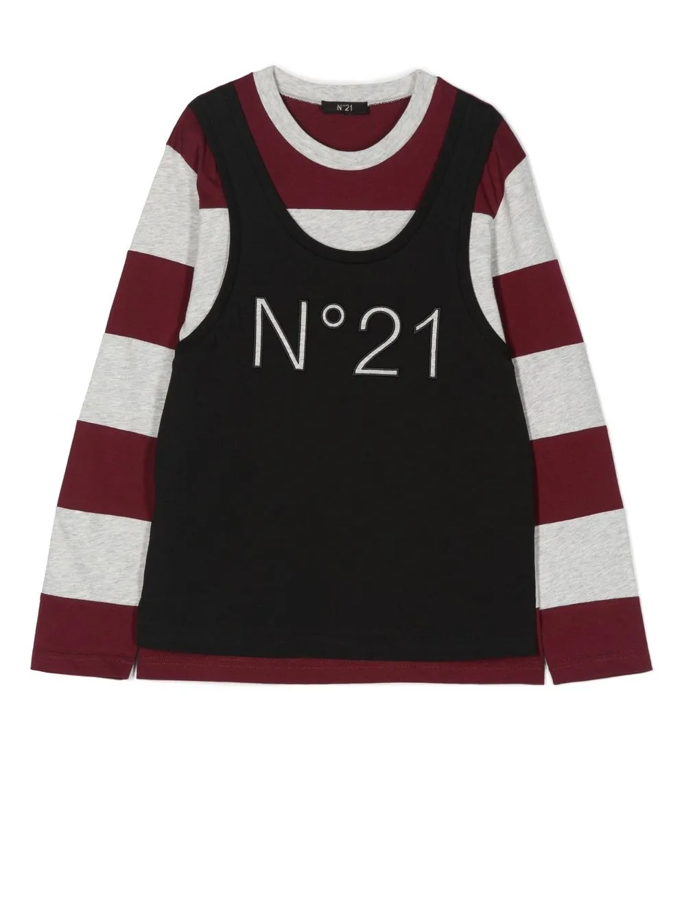 

Nº21 Kids playera con rayas estampadas - Negro