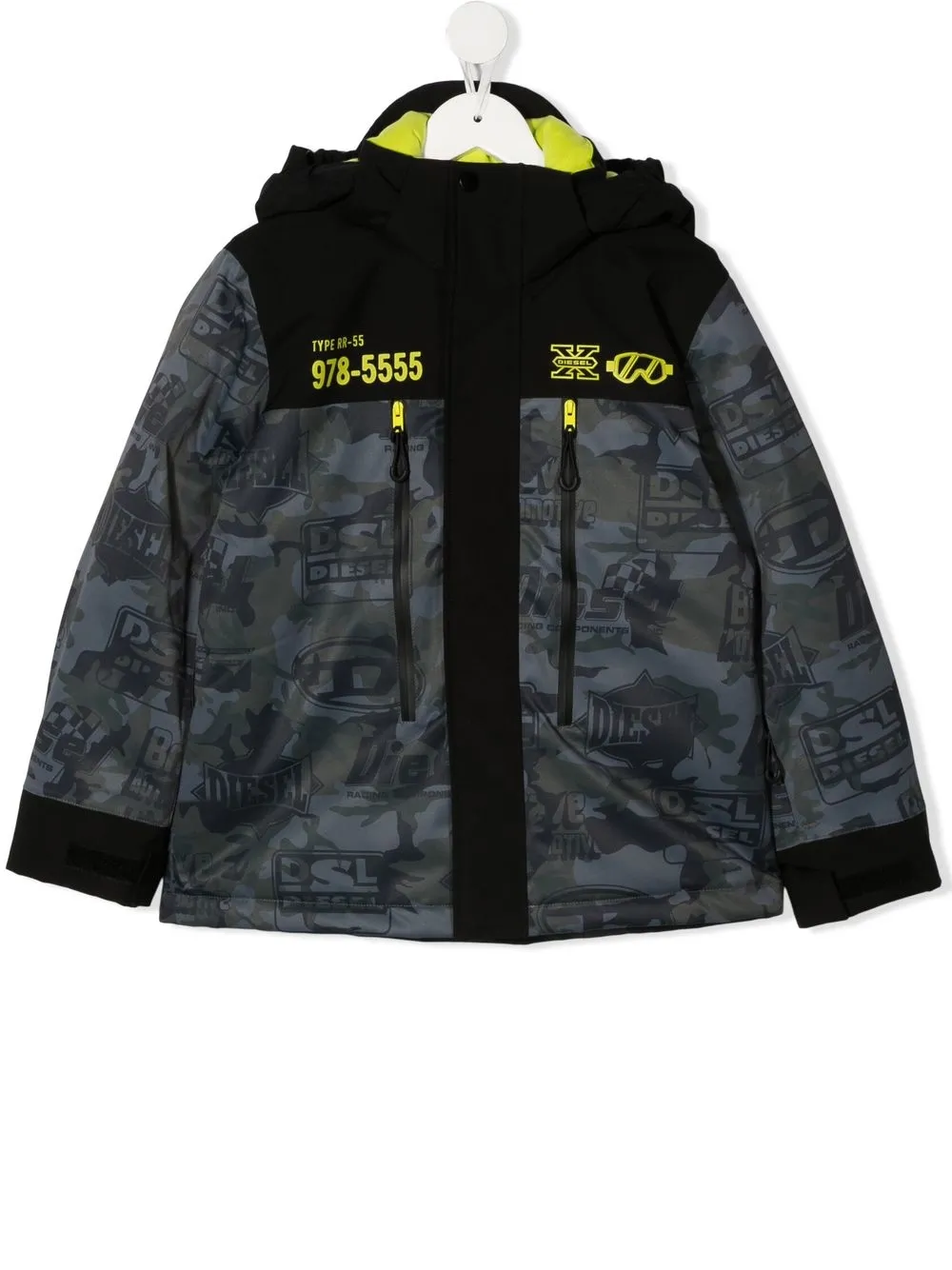 

Diesel Kids chamarra de esquí Jotal con motivo militar - Negro