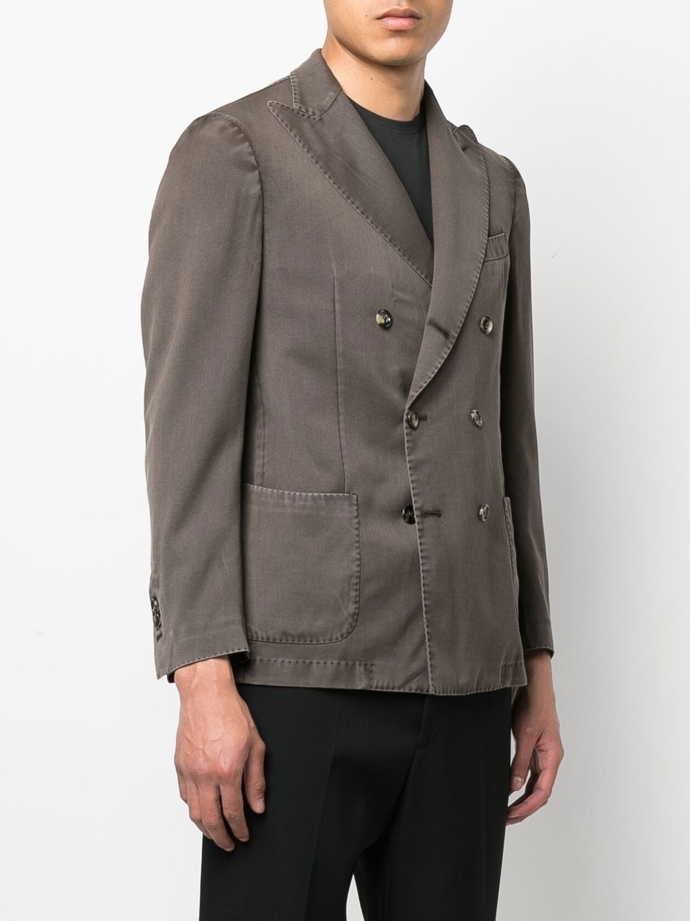 Shop Dell'oglio Double-breasted Blazer Jacket In Brown