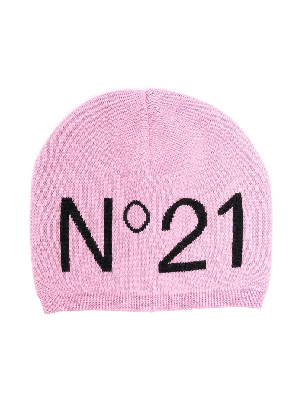 

Nº21 Kids gorro tejido con logo en intarsia - Rosado