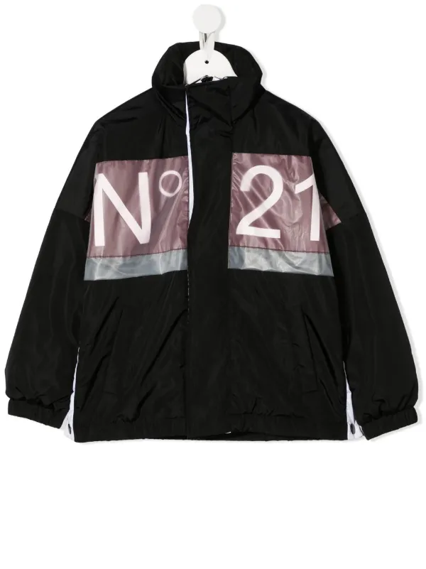 Hooded shop panelled windbreaker