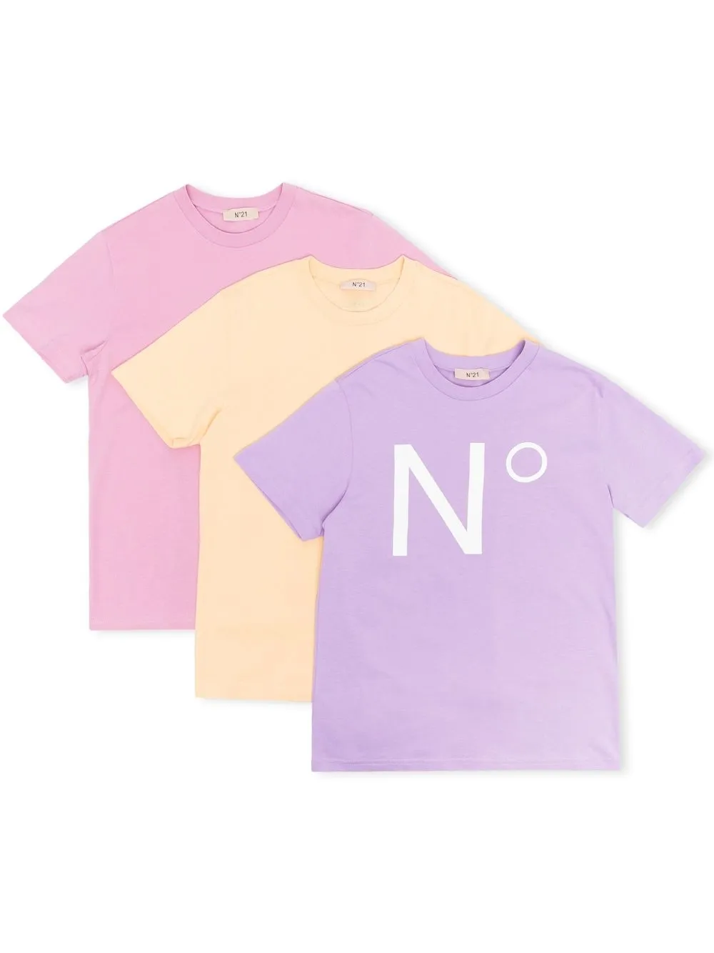 

Nº21 Kids three-pack logo-print T-shirt - Yellow