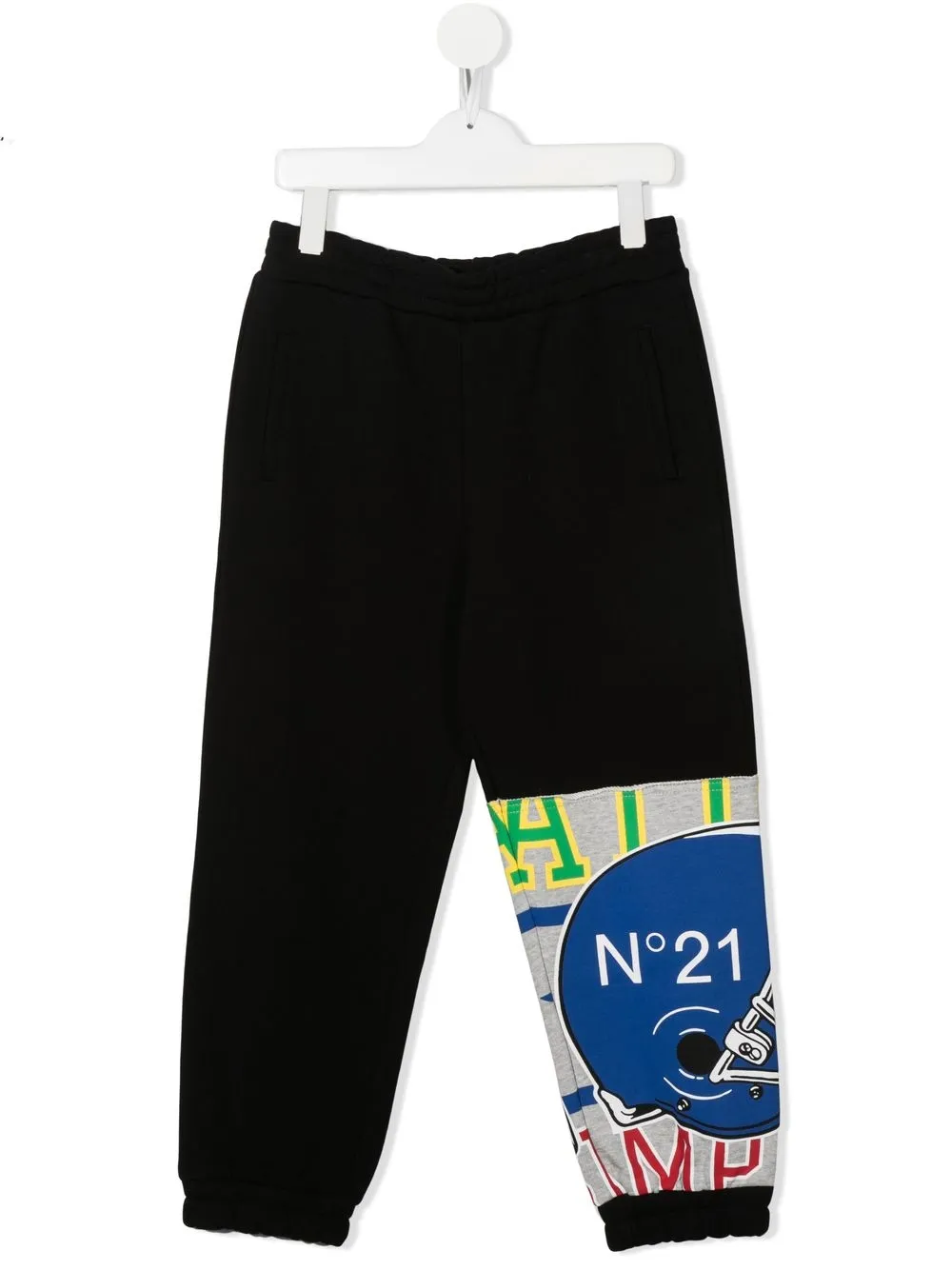 

Nº21 Kids patchwork-detail track pants - Black