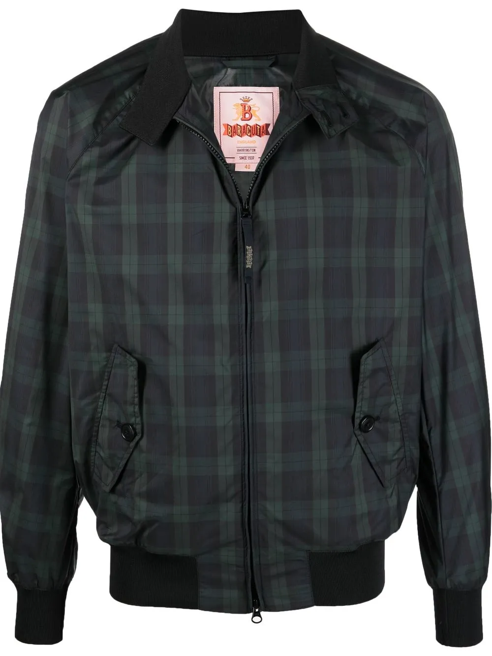 

Baracuta check-print zip-up jacket - Black