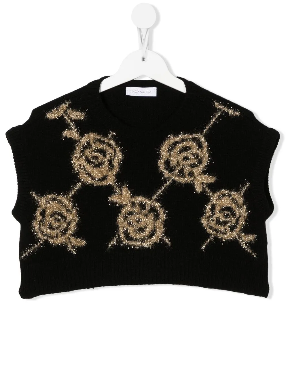 

Monnalisa floral-embroidered knitted top - Black