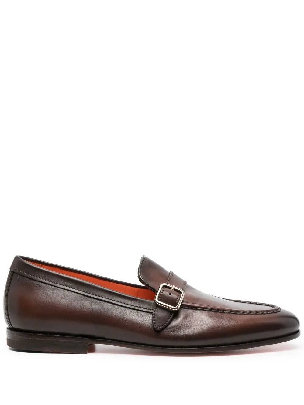 

Santoni buckled leather monk shoes - Brown