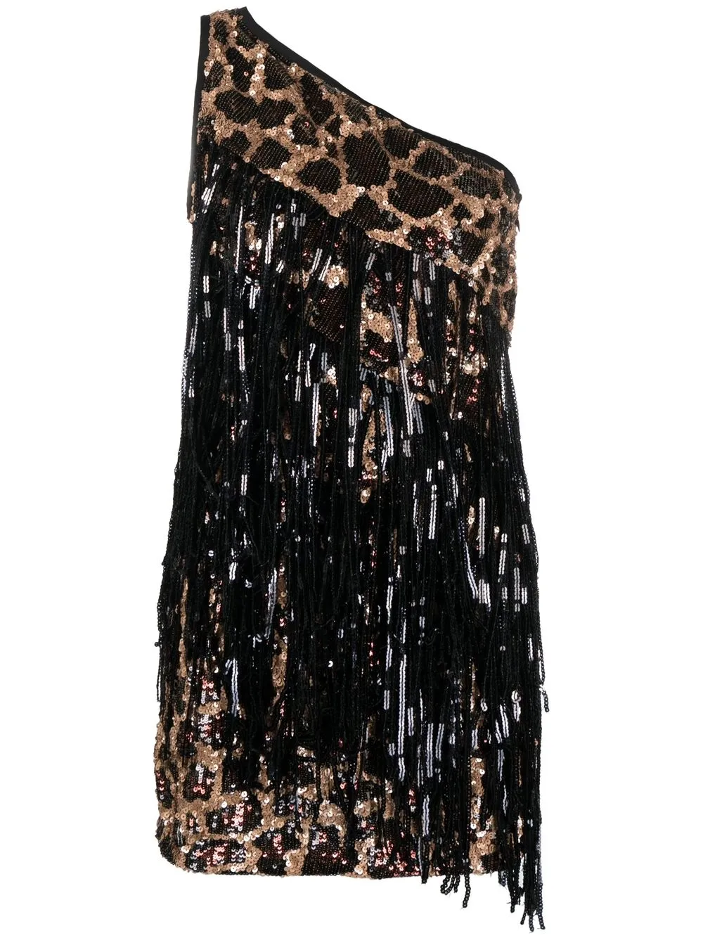 

PINKO fringed sequin asymmetric dress - Brown