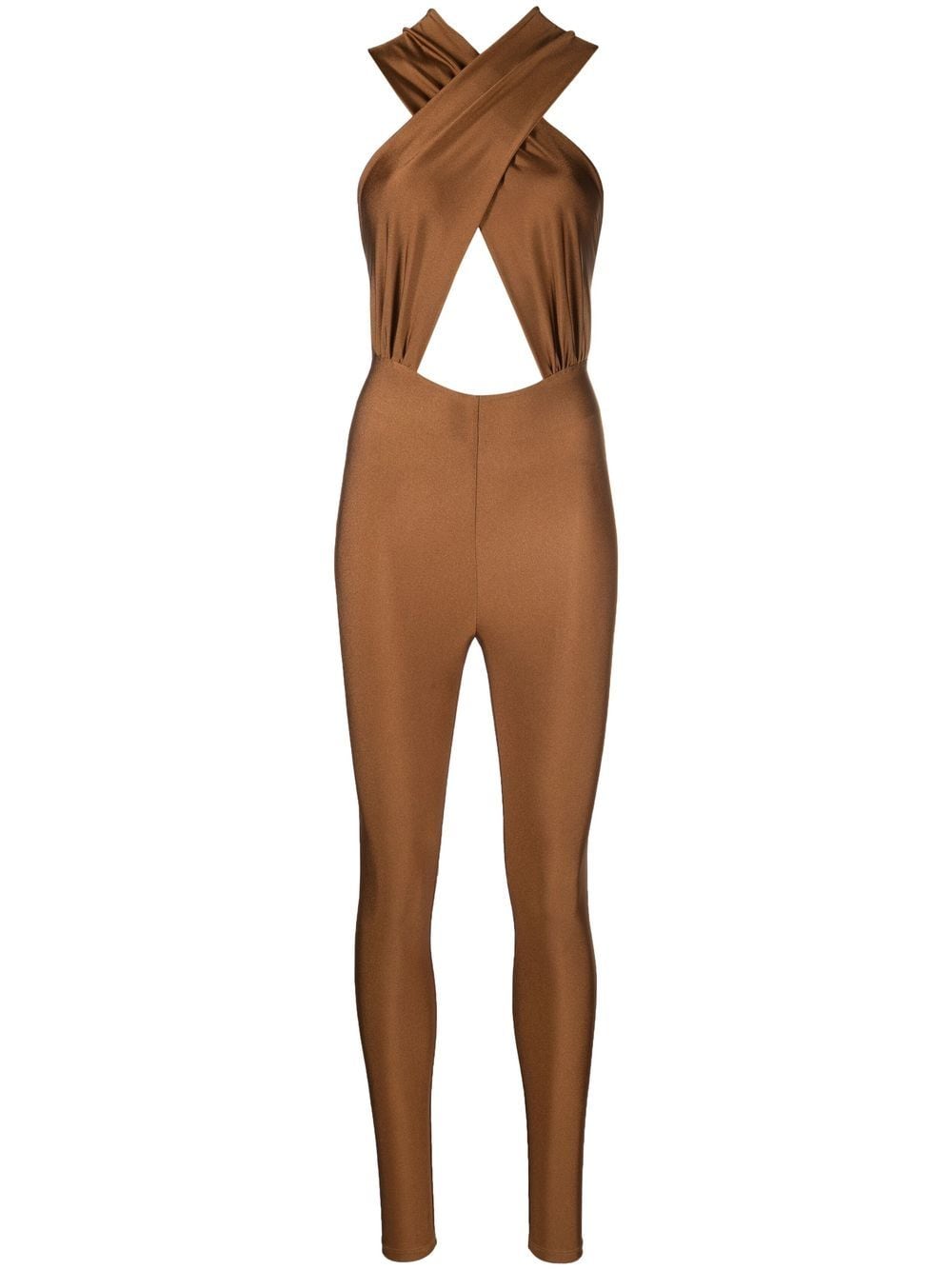 Shop The Andamane Hola Halterneck Stretch Jumpsuit In Braun