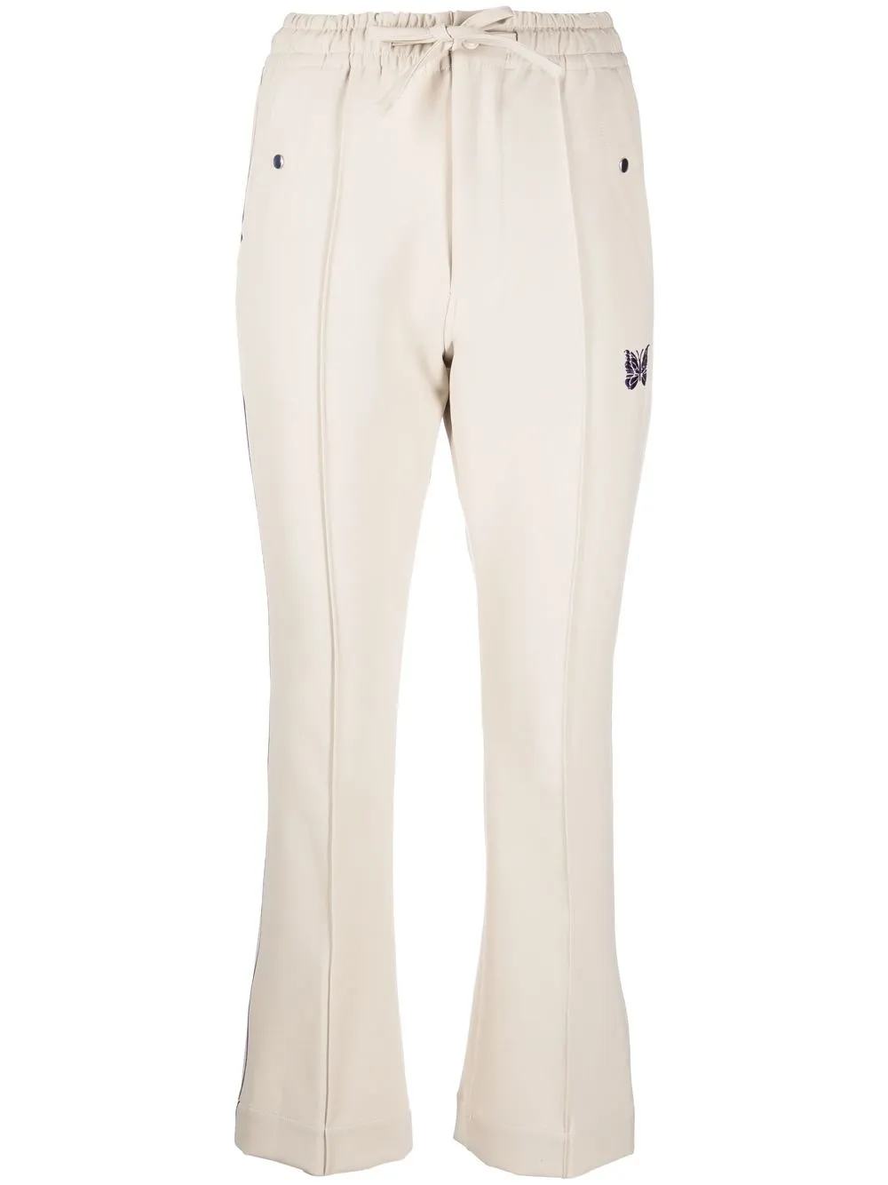 Needles Piping Logo-embroidered Flared Track Pants In Neutral