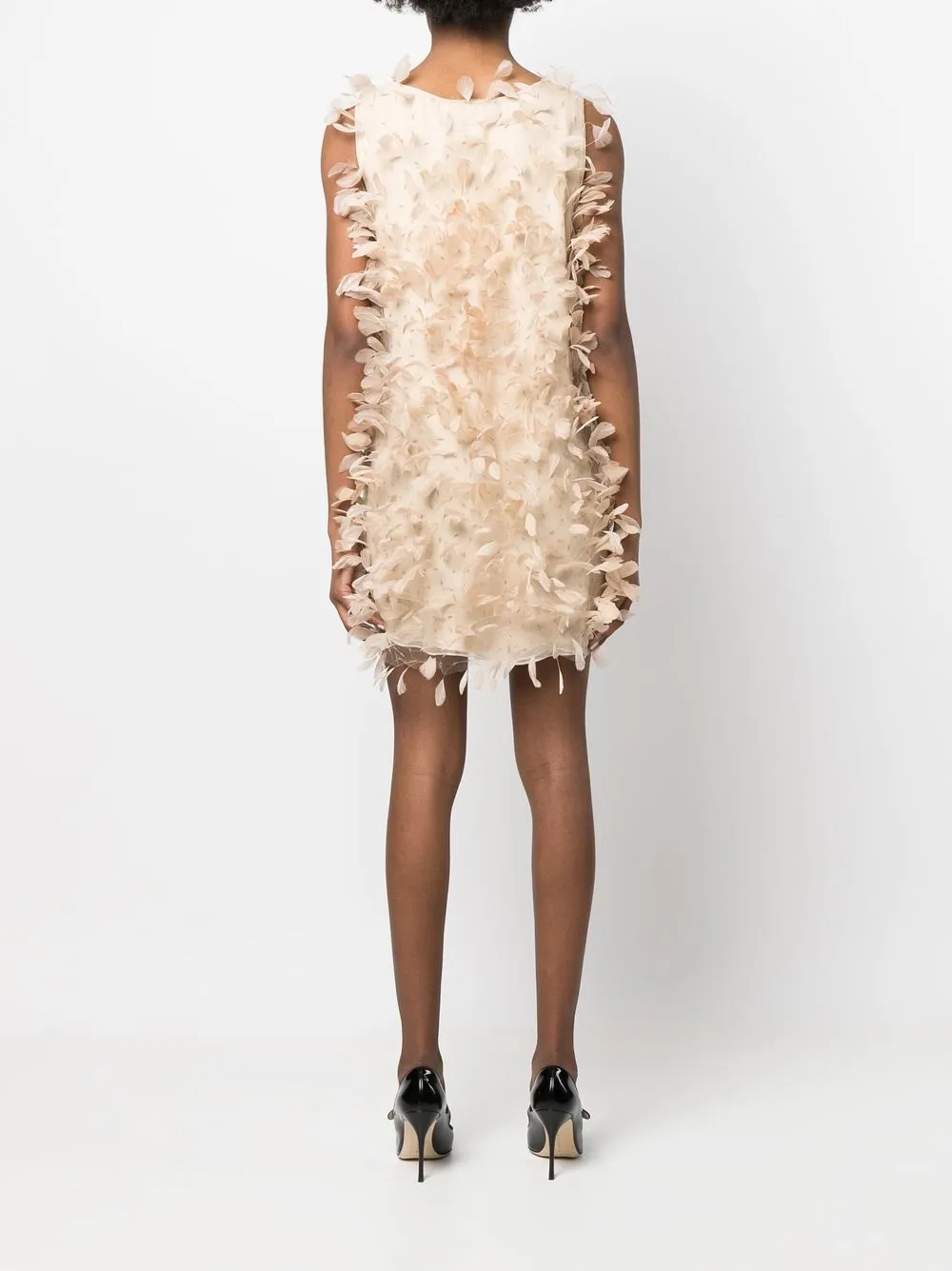 Max Mara Shiftjurk verfraaid met veren Beige