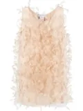 Max Mara feather-embellished shift dress - Neutrals