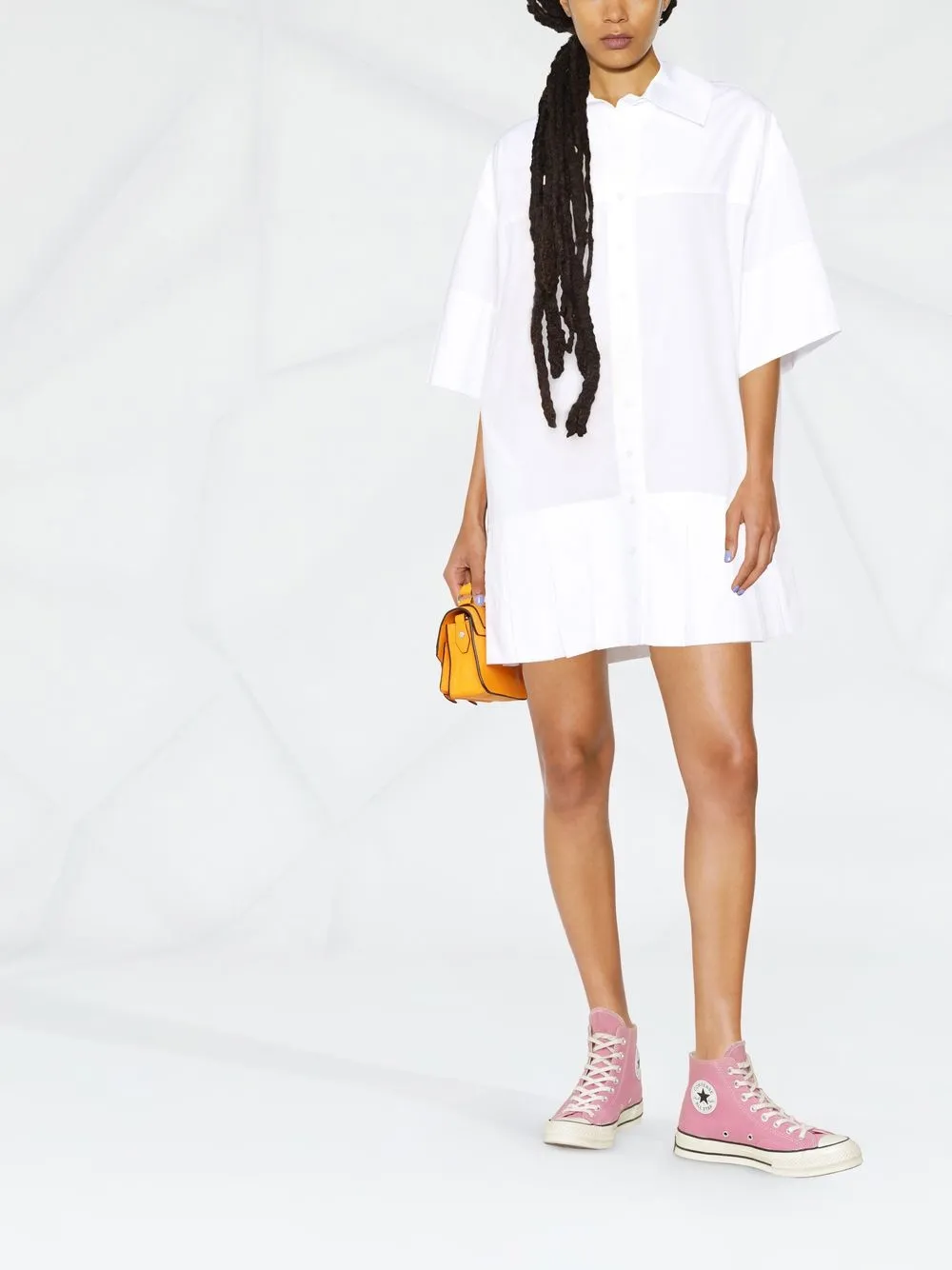 Image 2 of PINKO pleated-hem shirt dress