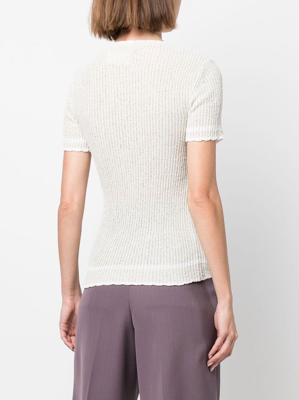 Shop Maison Margiela Floral-appliqué Ribbed Top In Neutrals