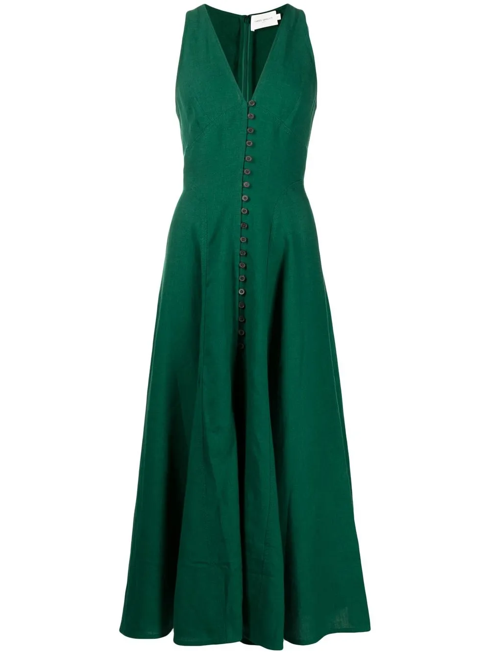 

Three Graces vestido midi coon forro - Verde