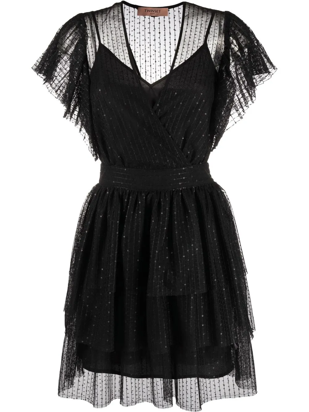 

TWINSET vestido corto en point d'esprit - Negro