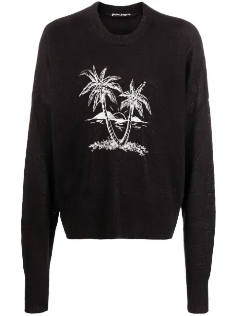 Palm Angels Palm Tree-print linen jumper